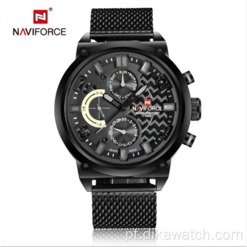 NAVIFORCE 9068 impermeável esportivo masculino relógio para estudante quartzo relógios de pulso multifuncionais